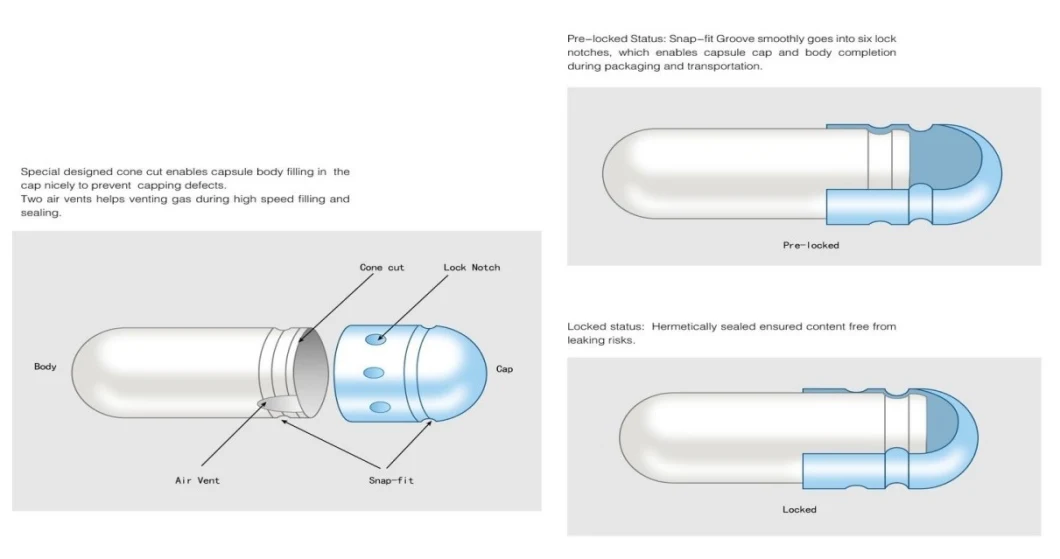 Empty HPMC Hard Capsule in Size 00-4# Customized Colour for Pharmaceutical Pill
